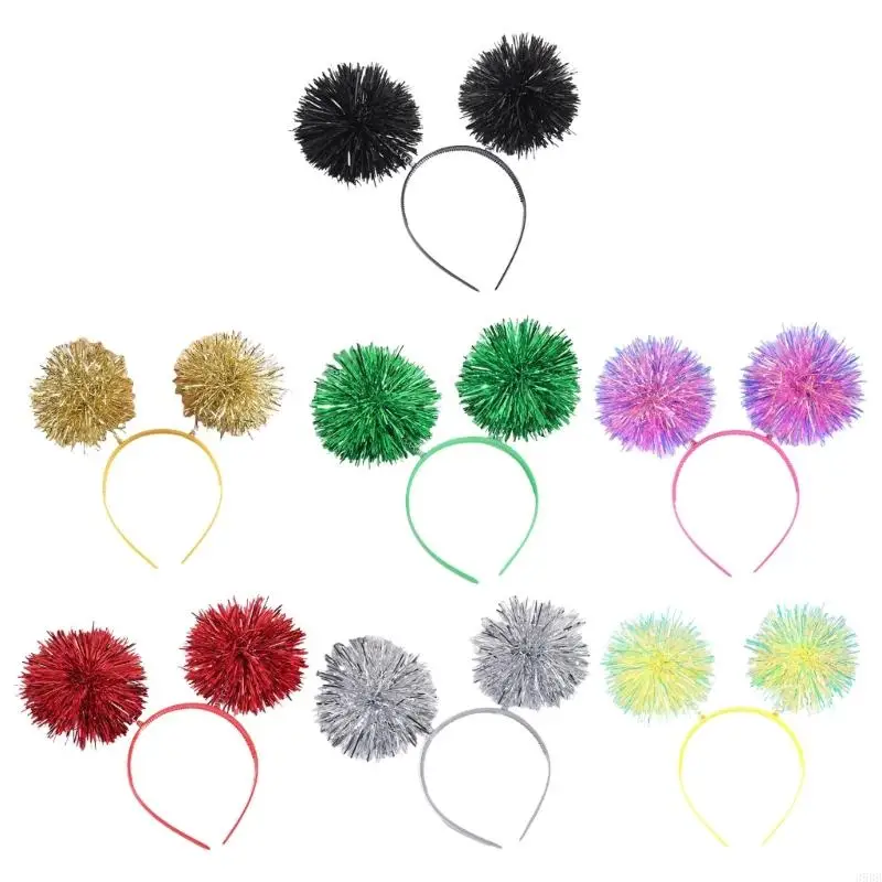 

652F Festival Christmas Women Students Carnival Hairband Shinning Bouncing Ball Headbands Tinsel Party Hair Hoop