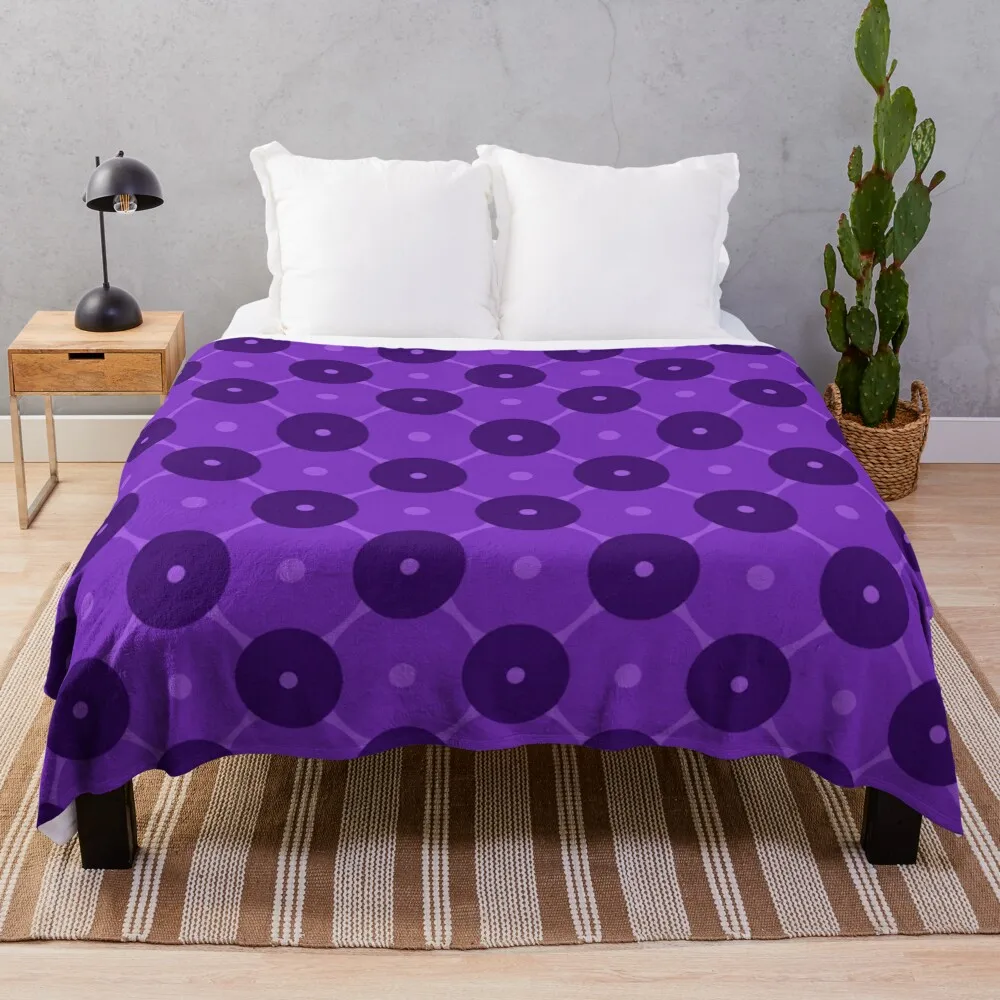 Purple Disco Retro Circle Spots Dots Rectangles 60s 70s Groovy Retro Classic Pattern Throw Blanket Single Luxury Brand Blankets