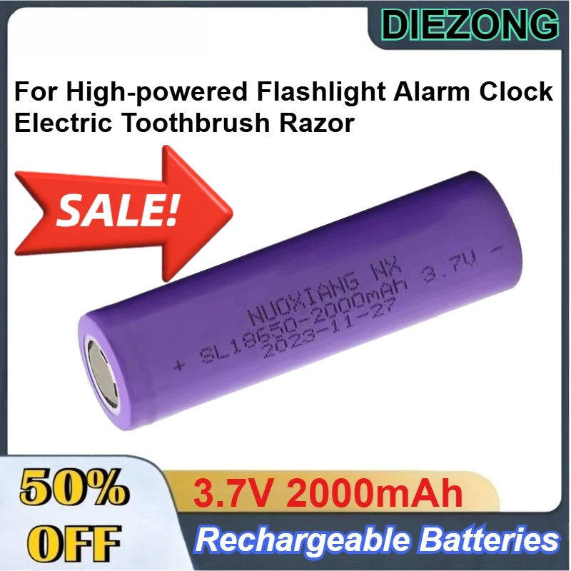 

18650 3.7V 2000mAh Lithium Battery for High-powered Flashlight Alarm Clock Electric Toothbrush Razor Rechargeable Batteries