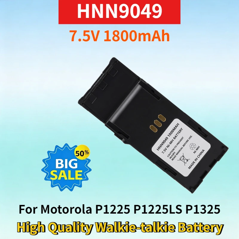 

Newest HNN9049 7.5V 1800mAh NI-MH Rechargeable Battery for Motorola P1225 P1225LS P1325 High Quality Walkie-talkie Battery