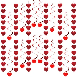 6pcs Red Heart Love Spiral Swirl Hanging Garland Love Hanging String Curtain Wedding Valentines Day Birthday Party Bedroom Decor