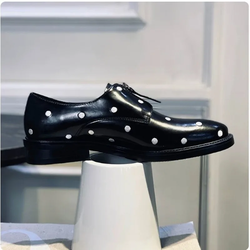 Handmade Fashion Mens Oxfords Custom made Zipper Formal Suit Shoe Wedding Dress Shoes