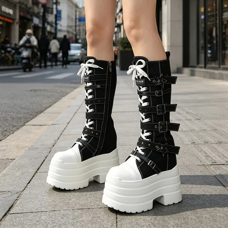 Transfer Student Field Original Subculture Height-Increasing Thick Soled Boots Women Y2k Versatile Punk Millennium Style Boot