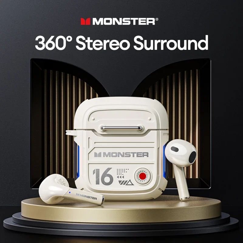 Оригинальные Bluetooth-наушники Monster XKT16 V5.3, беспроводные наушники с HIFI звуком, игровые наушники с низкой задержкой и длительным режимом ожидания