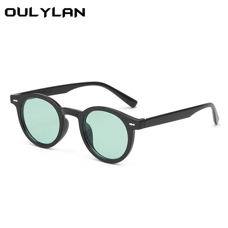 Oulylan Classic Round Sunglasses Men 2022 New Round Frame Fashion Brand Designer Green Yellow Driving Sun Glasses Male Shades