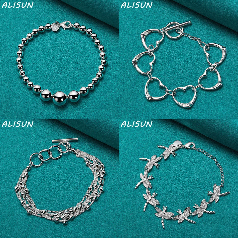 

ALISUN 925 Sterling Silver Bracelets For Women Men Anniversary Gift Popular Wild Fashion Romantic Jewelry