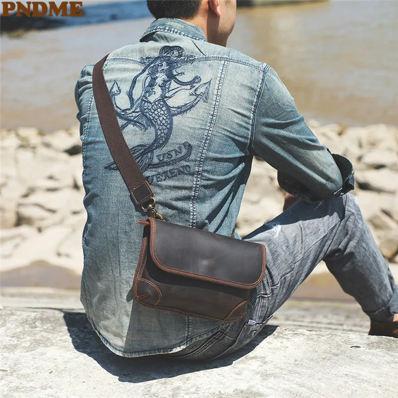 Simples vintage natural cavalo louco couro masculino pequena mochila de alta qualidade primeira camada ao ar livre bolsa de ombro diária juventude