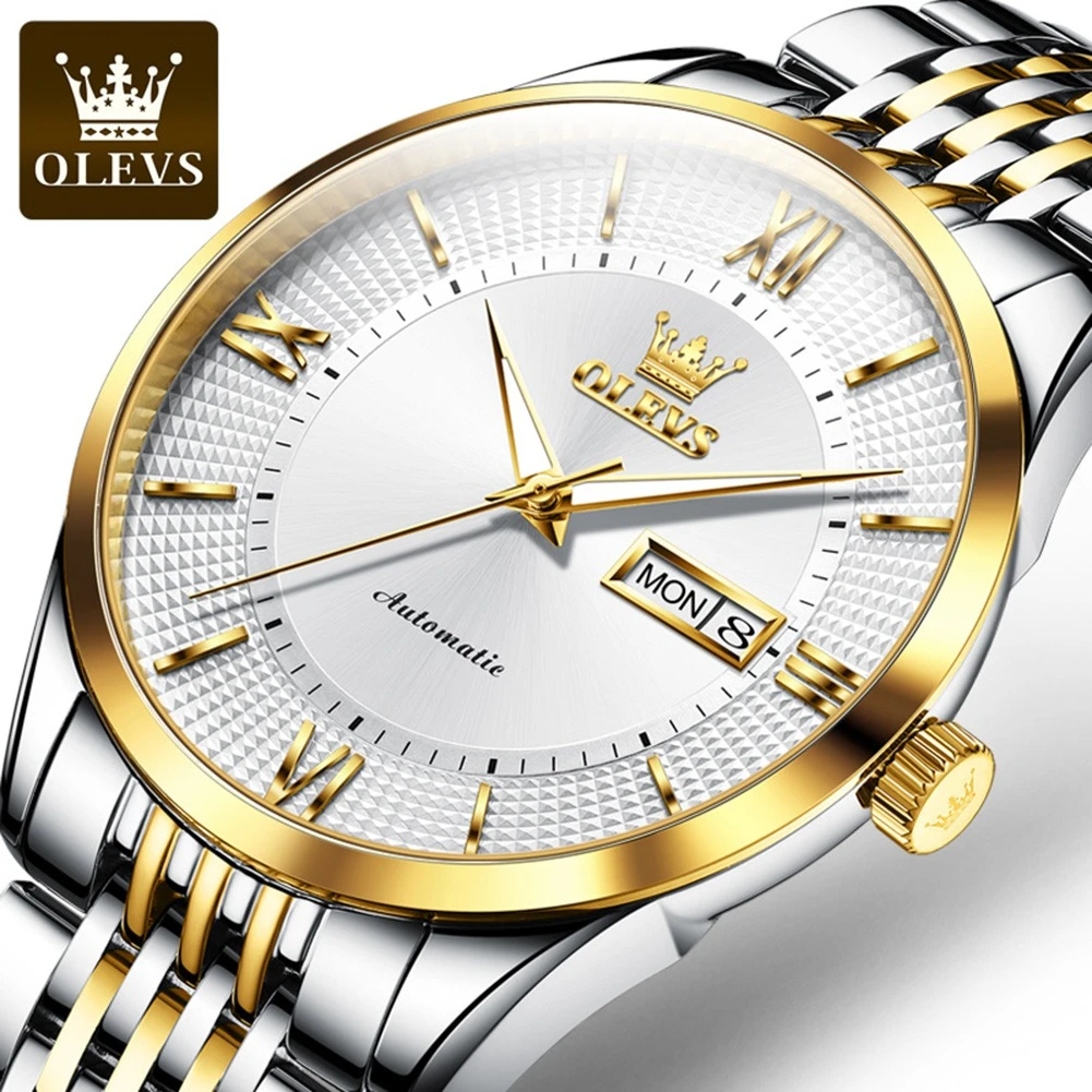 

OLEVS 6657 Mechanical Business Watch Stainless Steel Watchband Round-dial Week Display Calendar Luminous