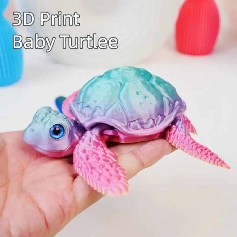 3D Printed Turtle Ornament Colorful and Cute 8.5cm Animal Statue Desktop Ornament PLA Material Collection Model Home Decoration