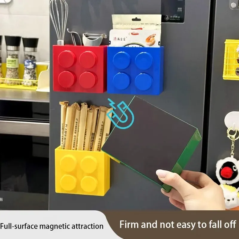 Magnetic wall-mounted narrow-edge kitchen straw, cling film storage box, refrigerator side storage rack