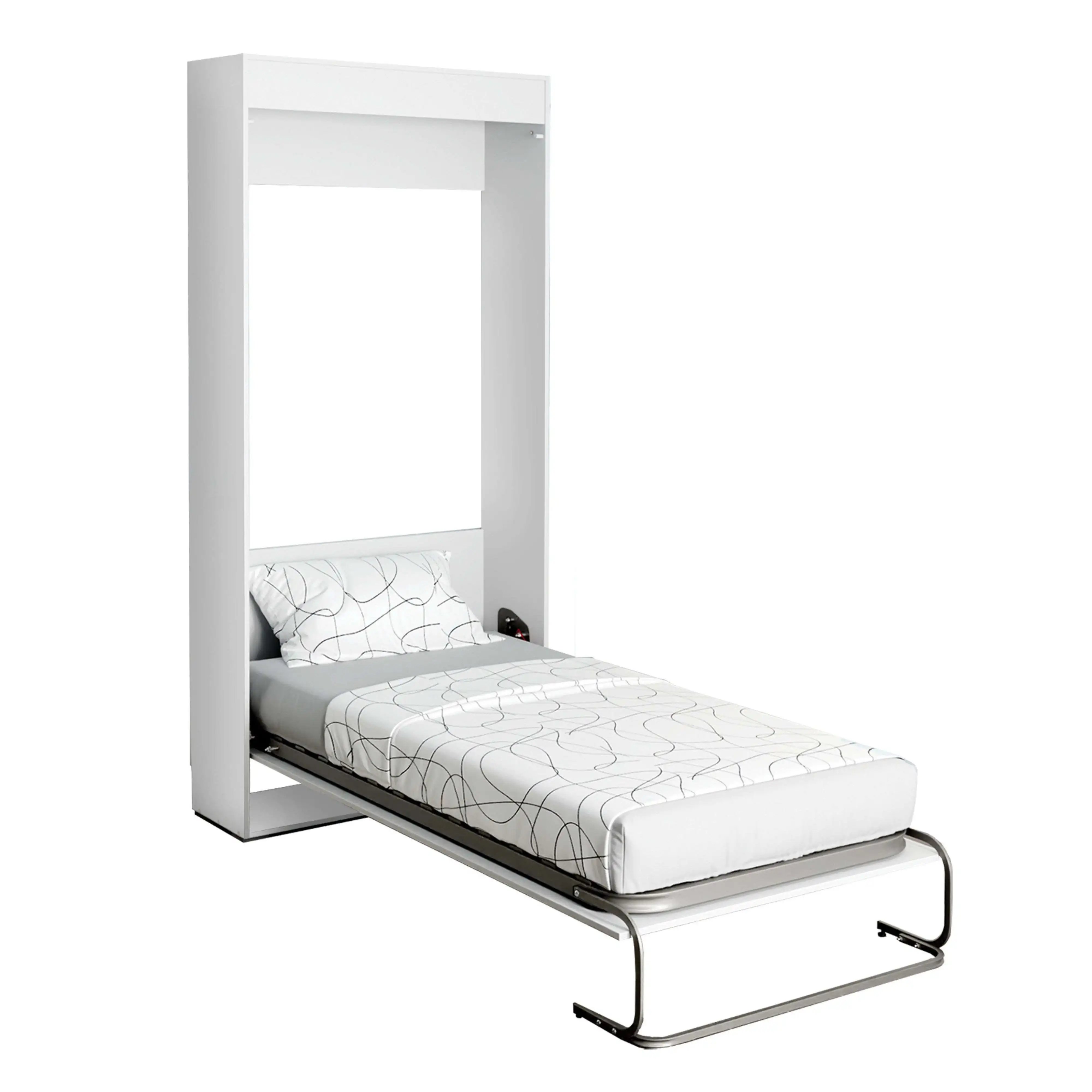 Miroytengo bed folding youth bedroom guest bed flip Vertical matte white 90x190 cm