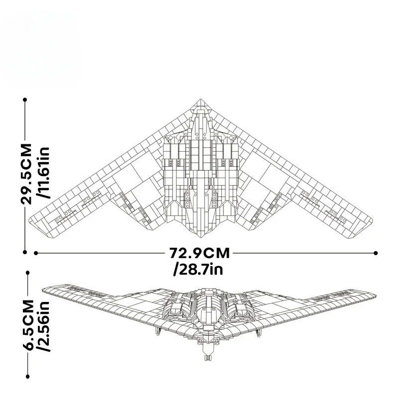Bloques de construcción técnicos profesionales B2 Stealth Bomber, Kit MOC, decoración de escritorio de avión militar, regreso a la escuela, 2063 Uds.