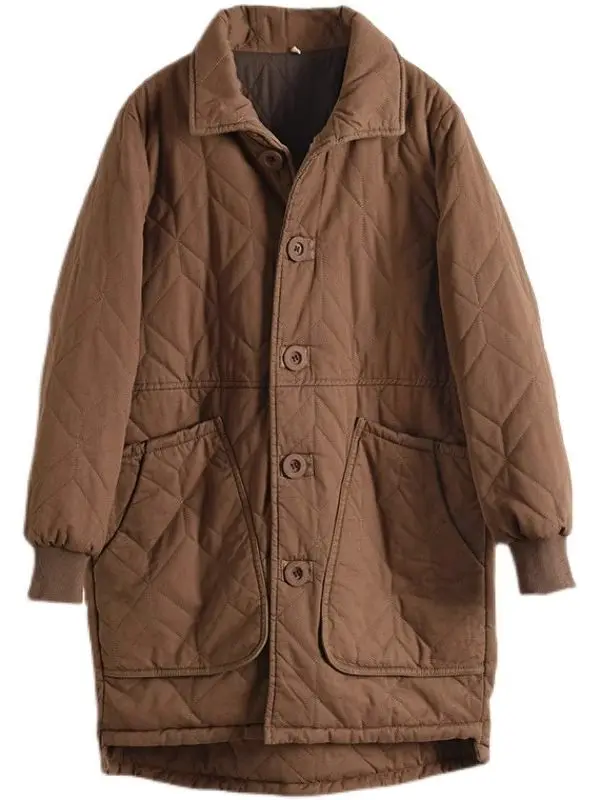 

European Autumn and Winter New Women's Down Cotton Jacket Loose Retro Big Brand Oversized Cotton Jacket