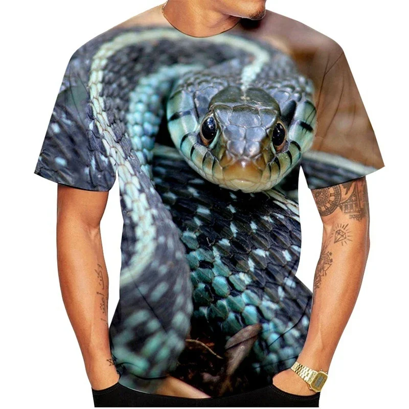 

Horror Animal Cobra 3D Printed Plus Size Men's T-shirt Sport Quick Drying Breathable Street Outdoor Fitness Running Short Sleeve