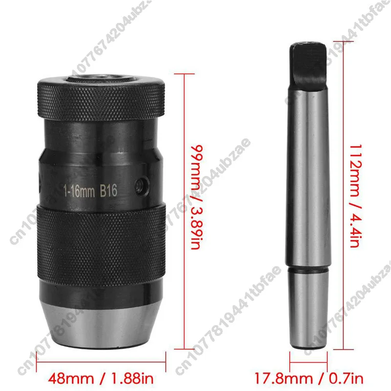 B16 Drill Lathe, Keyless, 1-16mm, MT2-B16, Arbor, Self-Adjusting Chuck