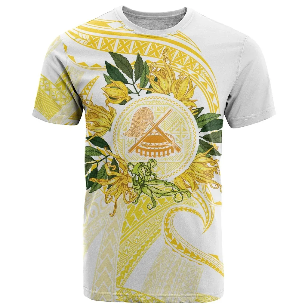 Men's Polynesian Tribal Floral Art Print T-shirt for Island Vacation, Crew Neck, Quick Dry Breathable Casual Short Sleeve Tee
