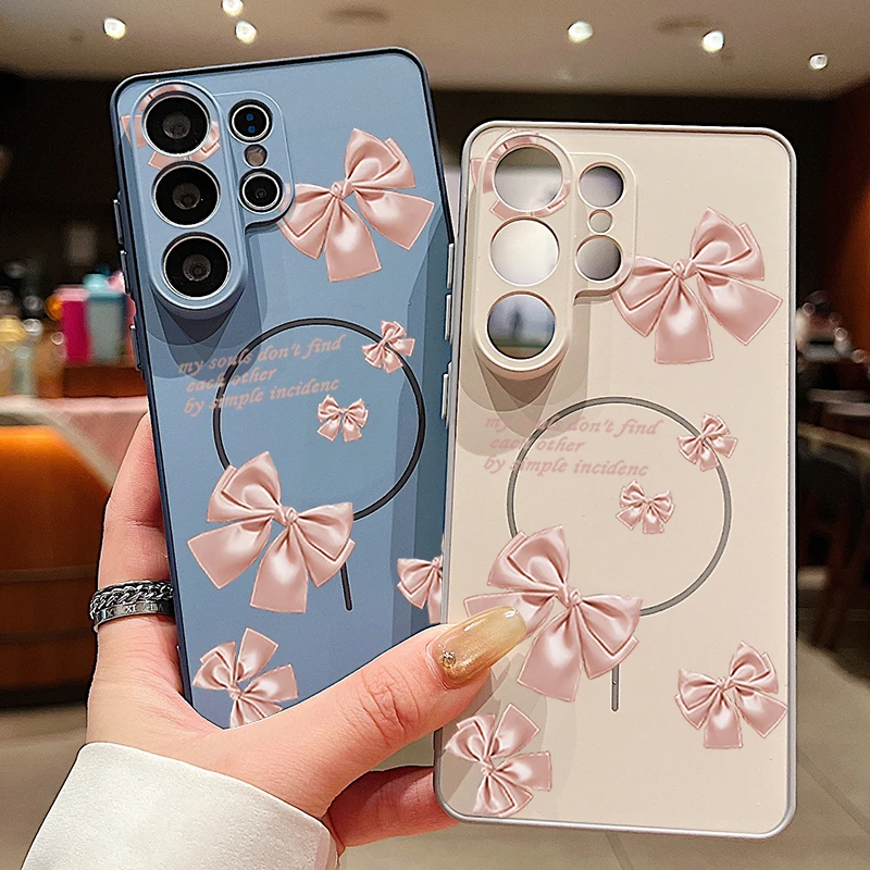 Luxuriöse Schleifenmuster-Magnetische Handyhülle für Samsung Galaxy S26 S25 S22 Ultra Edge S24 S23 FE A17 A56 A37 A16 A55 A36 A55 5G Cover
