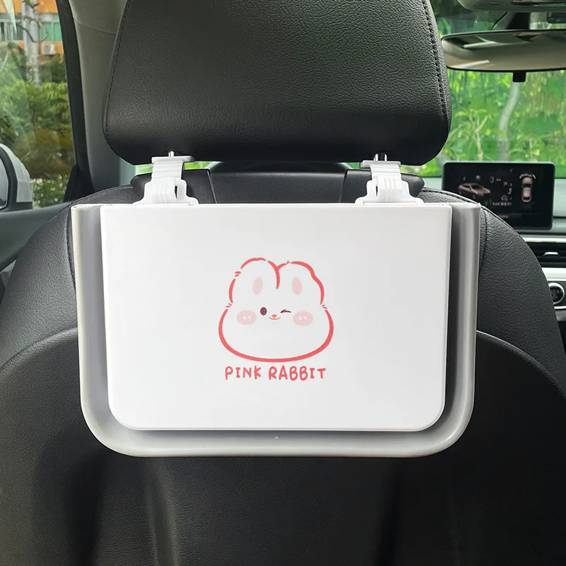 Car Seat Back Storage Box Garbage Box Car Cartoon Interior Hanging Sundries Trash Can Waterproof Lady Car Decoration Supplies