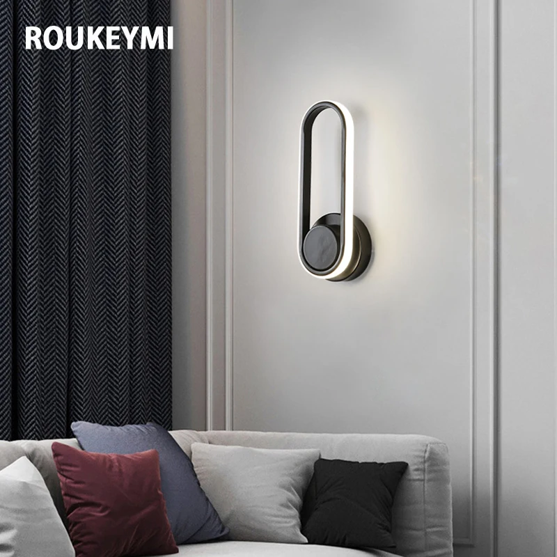 ROUKEYMI Indoor Lighting Wall Mount Lamp Bedroom Reading Light Metal Living Room Luxuary Fixtures Sconce Internal Minimalist Led