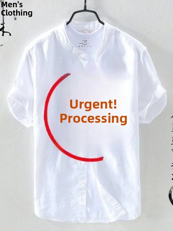 

Мужская рубашка из льняной хлопковой смеси с коротким рукавом, повседневная, тонкая, летняя, свободного кроя, белая, в стиле CleanFit, для прогулок по городу, подходит для осени