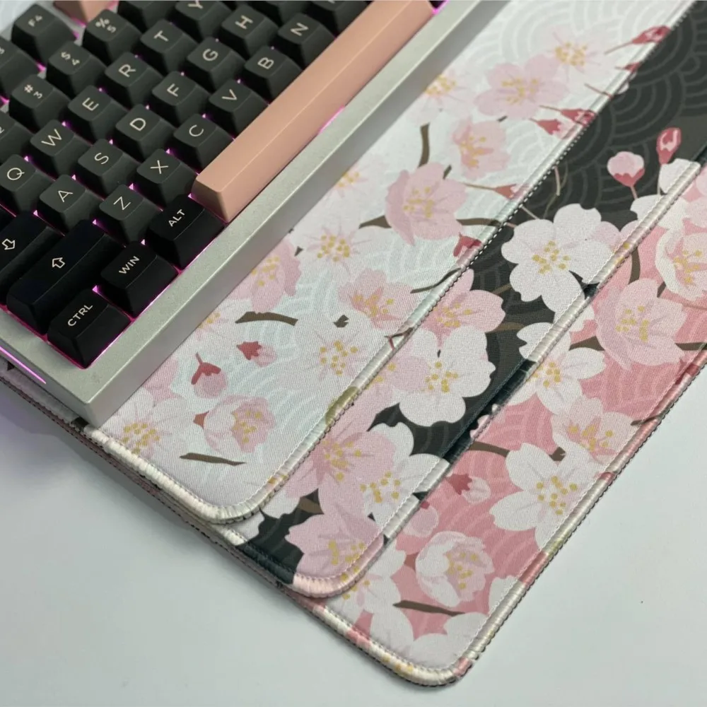 Cherry Blossoms Speed Locking Edge Large Natural Rubber Mouse Pad Waterproof Game Desk Mousepad Keyboard Mat For Ladies 80x30cm