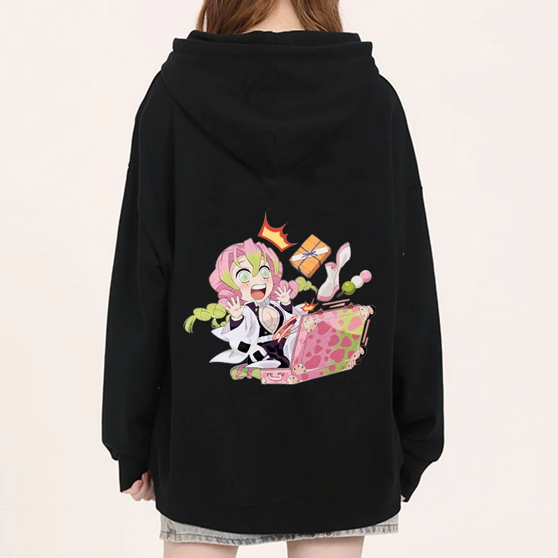 Demon Slayer Kanroji Mitsuri Japan Anime Printed felpe con cappuccio da donna Plus Size felpe Pullover a maniche lunghe da donna