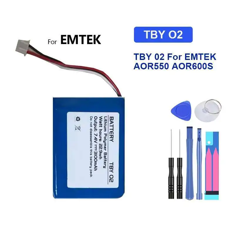 

High Performance For Emtek AOR550 AOR600S AOR500s Tby 02 O2 AOR500-S 3100mAh Radio Device Battery