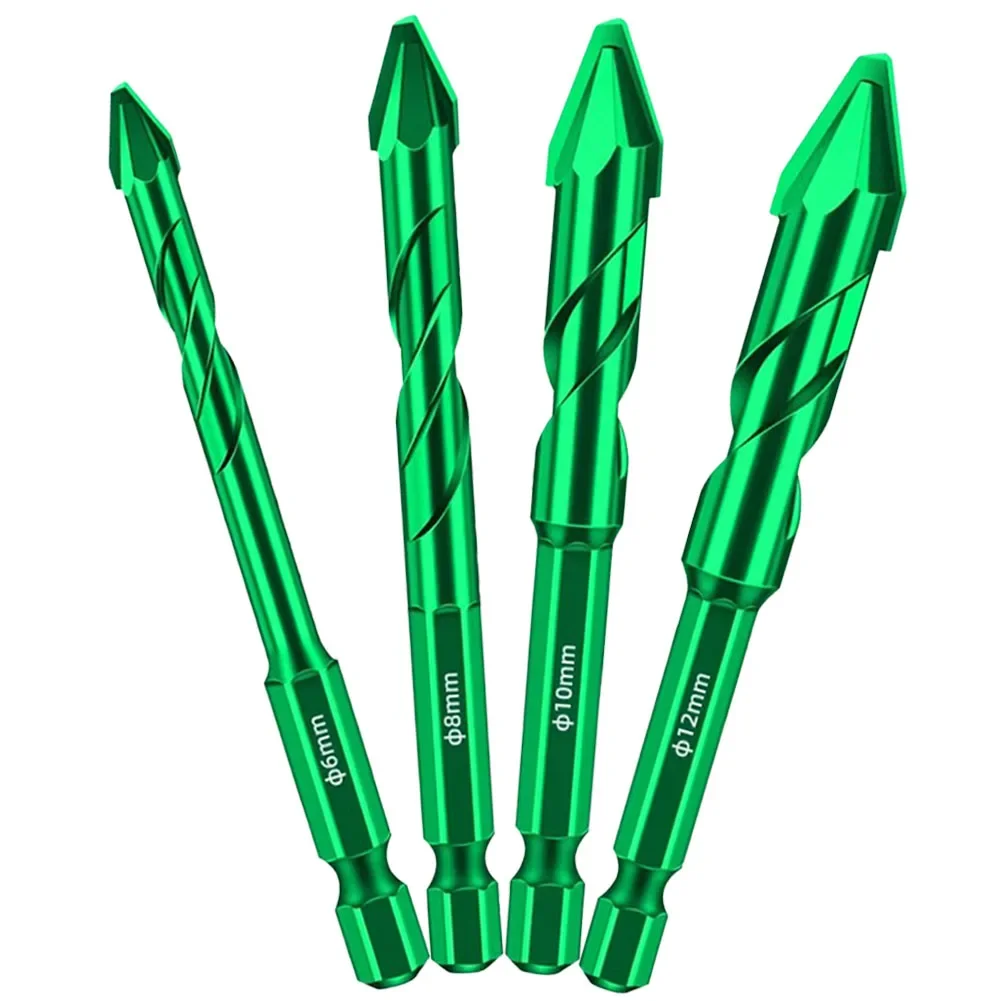 Eccentric Drill Drilling 6-12mm Glass Tile Punching Rock Slab Triangle Drill Bit 6mm, 8mm, 10mm, 12mm Length 90mm Handle 6.35mm