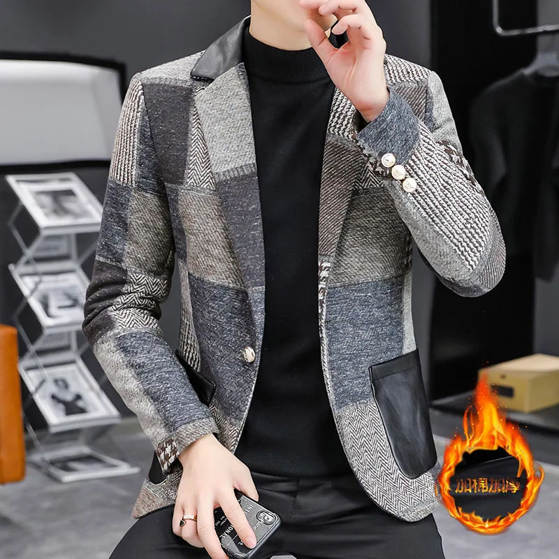 

New Men's Fashion Gentleman Slim Fit British Fashion Trend Casual Everything Comfortable Korean Print Officiating Wedding Blazer