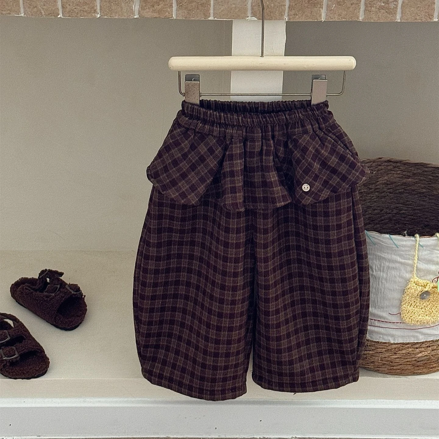Girls Pants 2026 Autumn and Winter New Children's Clothing Korean Style Girl Baby Loose Casual Plaid Fart Curtain Pants