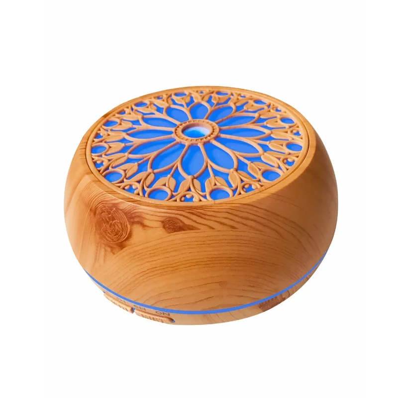 

550ml Air Humidifier Wood Color USB Aroma Diffuser Essential Oil Diffuser with 7 Color LED Lights & Remote Control Smell