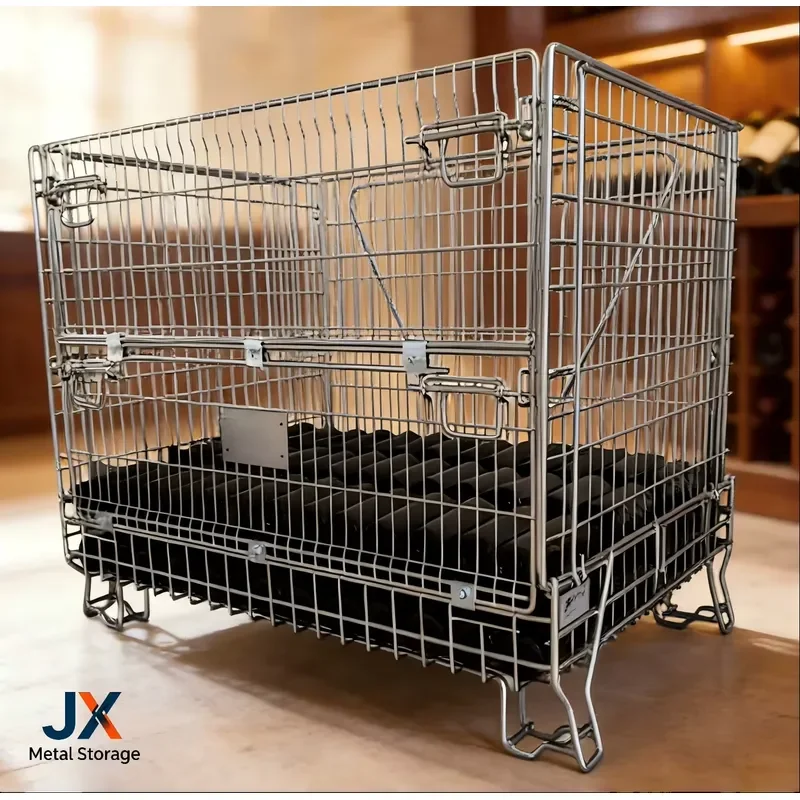 Heavy Duty Galvanized Wire Mesh Storage Basket Stackable Metal Cage for Wine Bottle Organization Holds 600 Burgundy Bottles