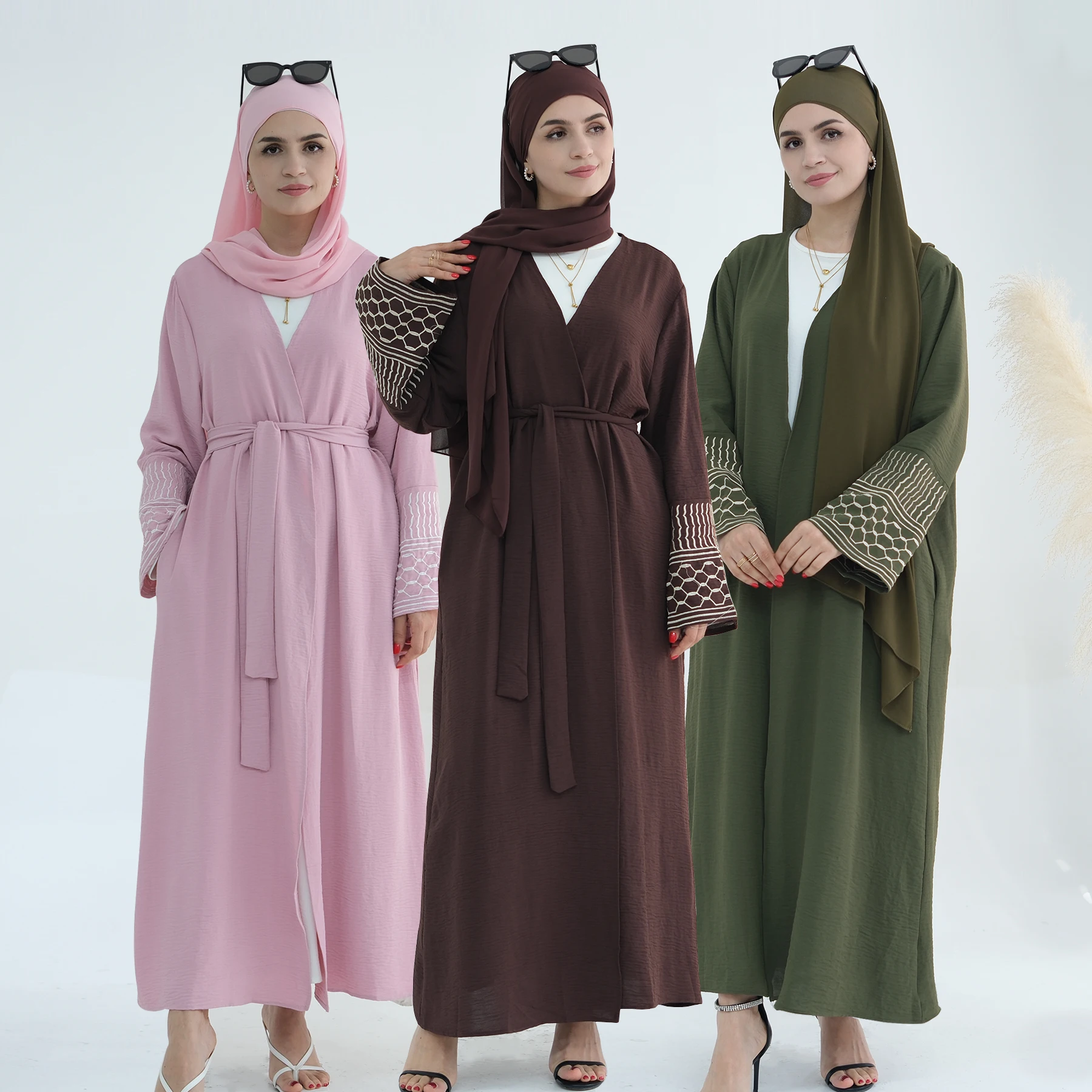 

Dubai Open Abaya Embroidery Muslim Women Dress Kimono Jalabiya Islamic Clothing Robe Kebaya Caftan Marocain Femme Eid Djellaba