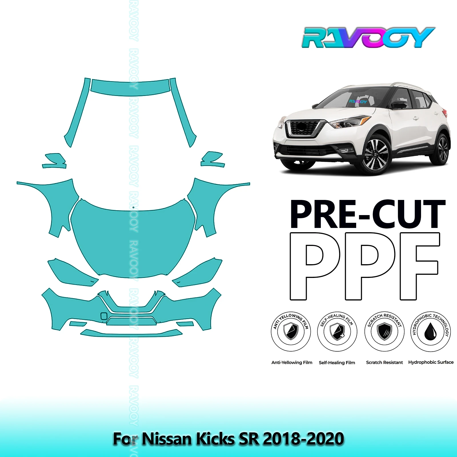 

Car Front Kit Clear Bra Precut PPF Paint Protection Film For Nissan Kicks SR 2018-2020