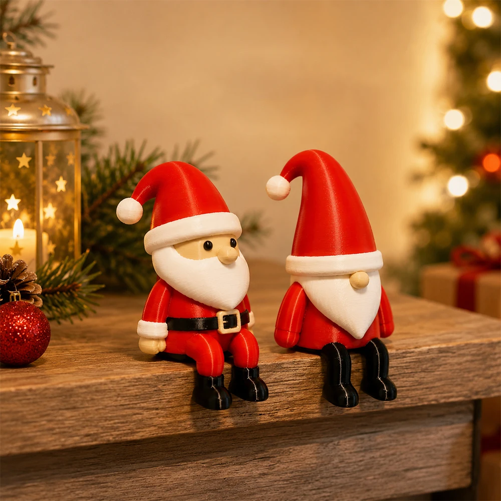  2 Stück Weihnachts-Weihnachtsmann-Figuren, Niedliche Sitzende Weihnachtsdekorationen für Regal, Kaminsims, Tisch, Schreibtisch, Zuhause, Büro, Feiertagsdekoration – Detail 8