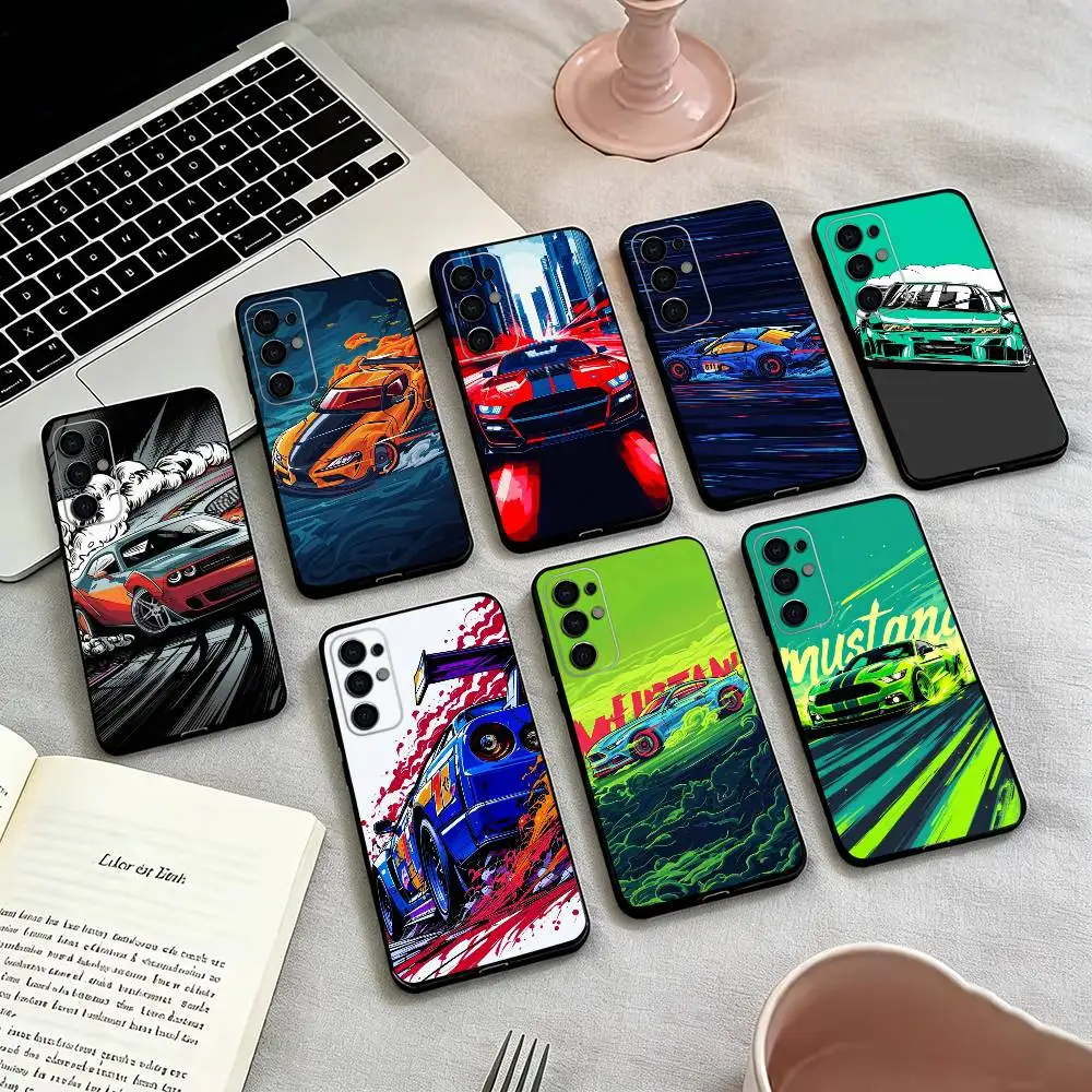 Drift Sports Car Male Mens Phone Case For Samsung S25,S24,S21,S22,S23,S30,Ultra,S20,Plus,Fe,Soft Silicone Black Cover
