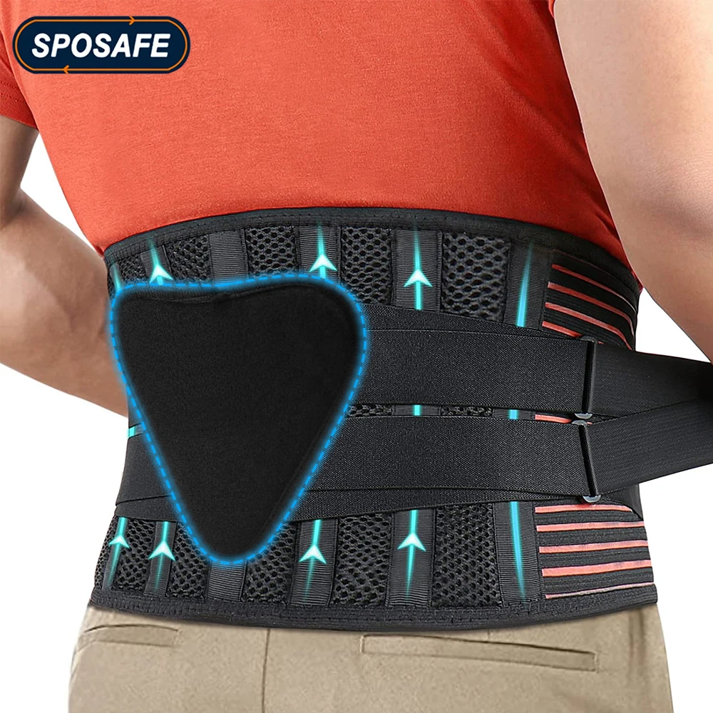 

Lumbar Back Brace Breathable Waist Support Belt with 6 Stays for Heavy Lifting, Lower Back Pain Relief, Sciatica,Herniated Disc