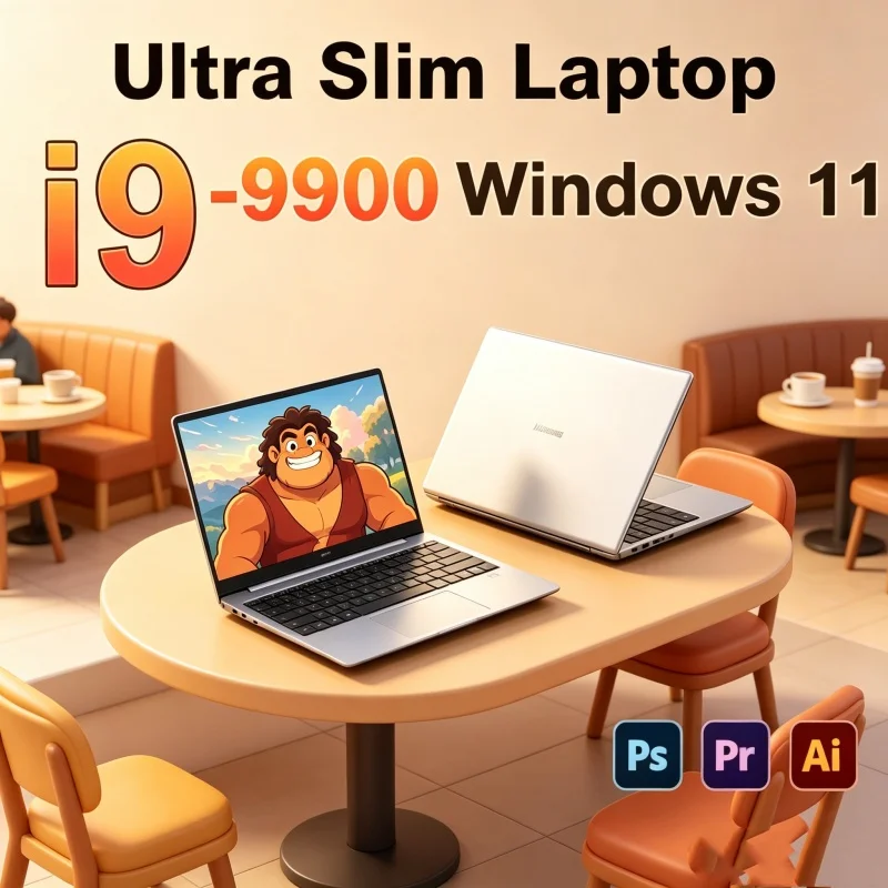

Mellifluous 2026 14.1 Inch HD Gaming PC Intel Core I9-9900 Salient Ultra Slim Windows 11 Pro Home Study Laptop