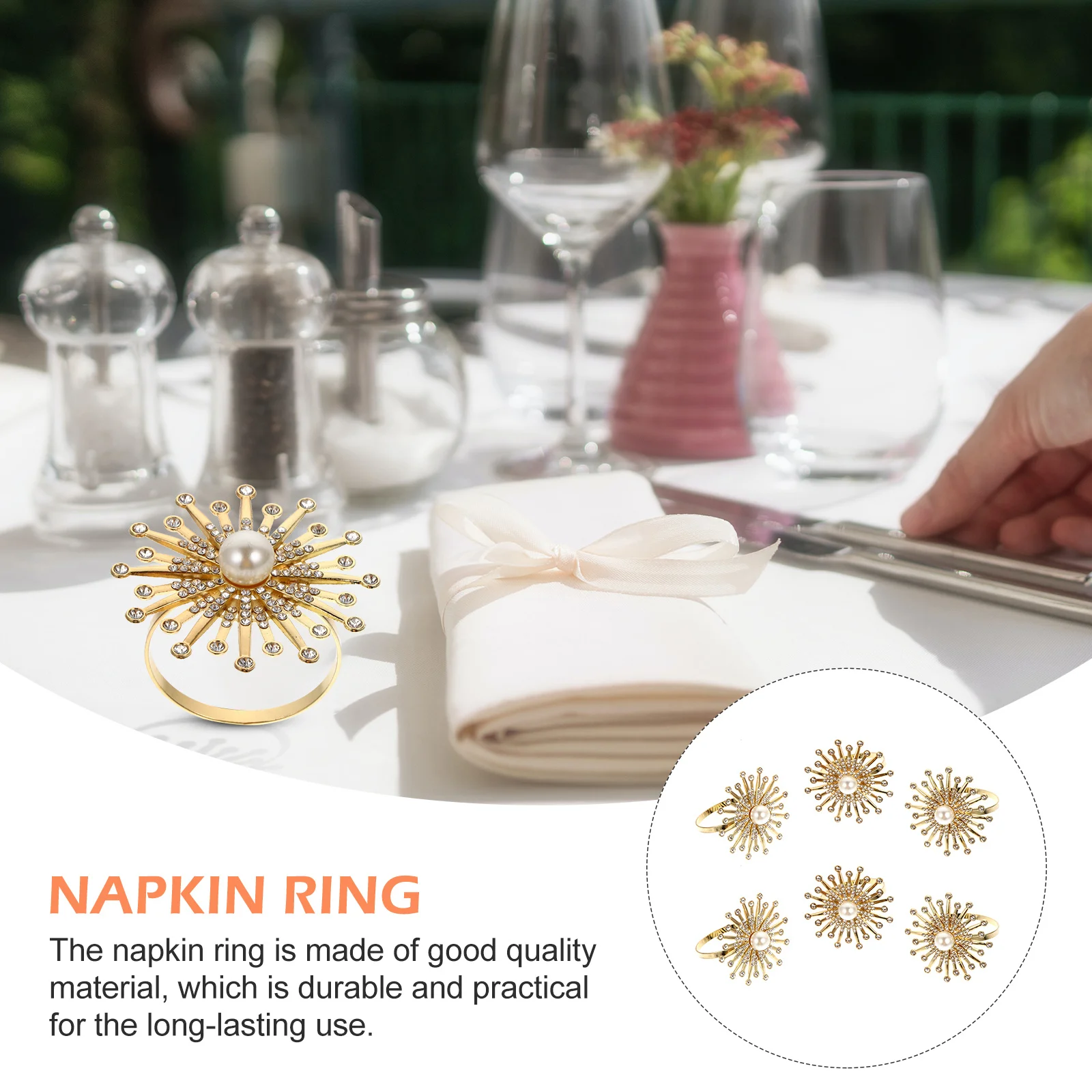 

6pcs Sunflower Rings Sturdy Dinner Table Supplies Banquet Napkin Holder For Party Hotel Decoration Napkin Buckle