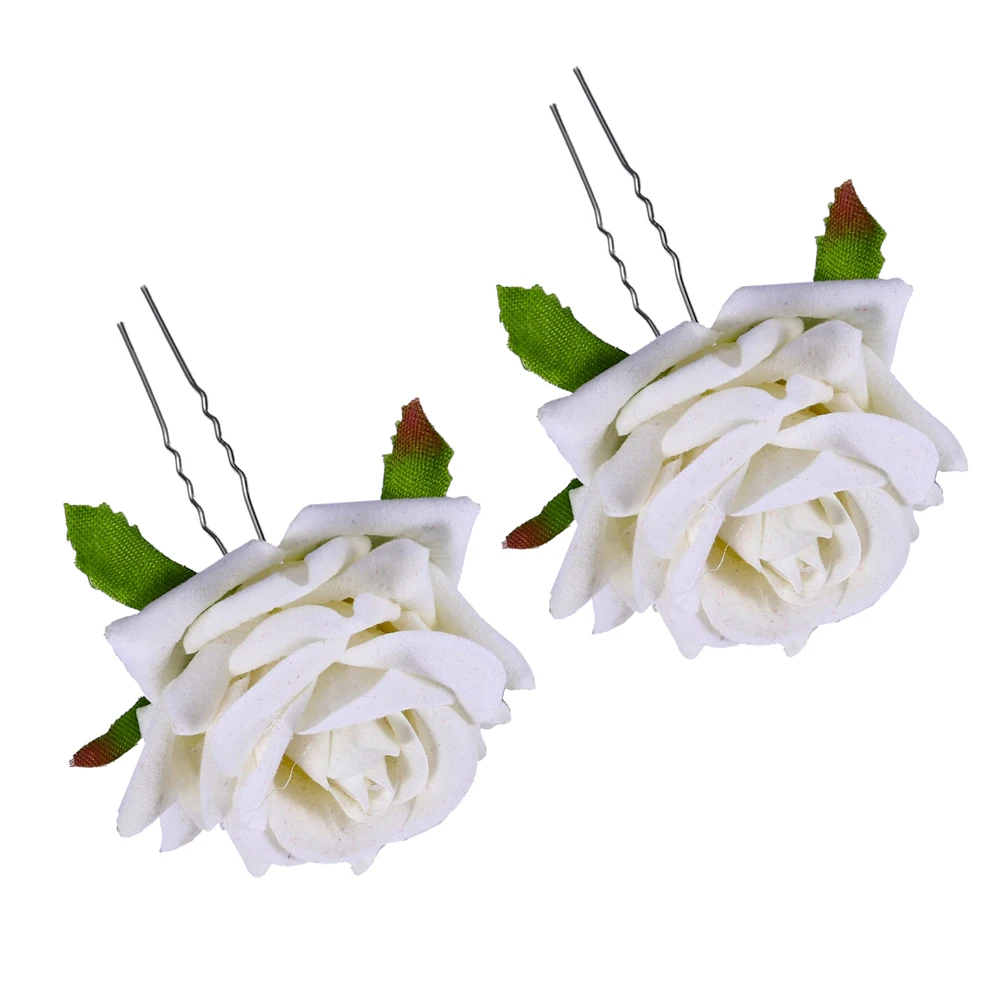 

4pcs Simulated Rose Hair Accessories Wedding Headpiece Bride Hairpin Party Prom Stylish Headwear Fashionable Headdress Hair