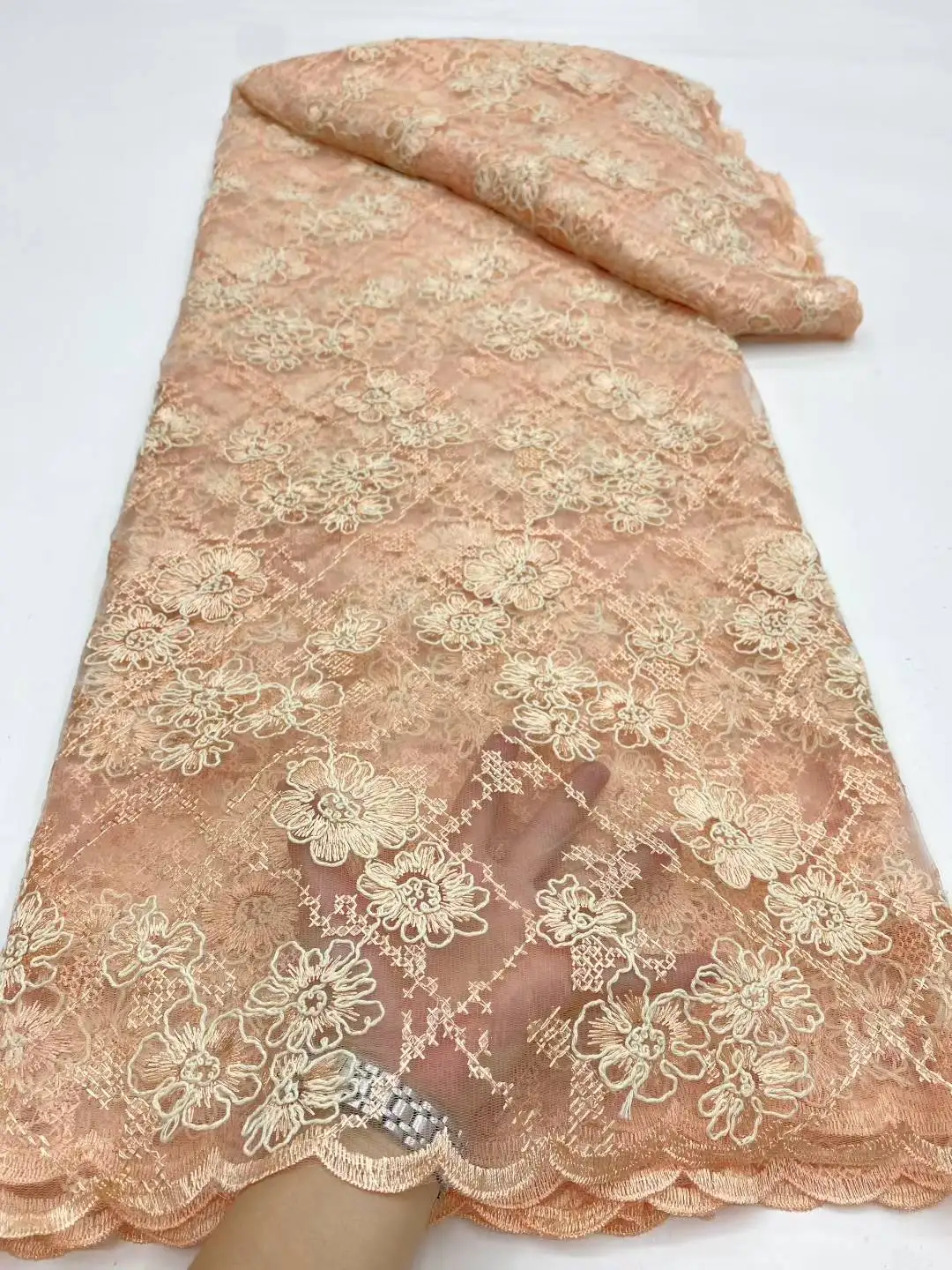 Luxury African Beaded 2025 High Quality Nigerian Sequins With Pearl Lace French Tulle Lace Fabric For Party Dress Sewing