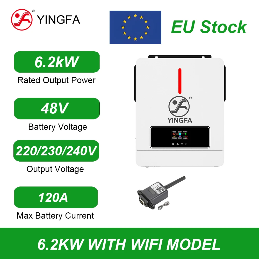 YINGFA 6.2KW 6200W Pure Sine Wave 4X12V Or 48V Lithium Battery 220V MPPT On Off Grid Hybrid Solar Inverters With WIFI Due Output