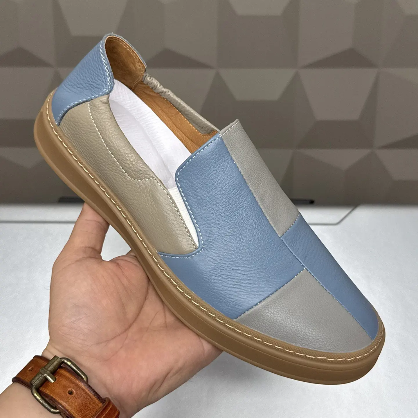 

Loafers Men's Leather Color Matching Spring And Summer Breathable Slip-on Soft Surface Comfortable Driving All-match Casual