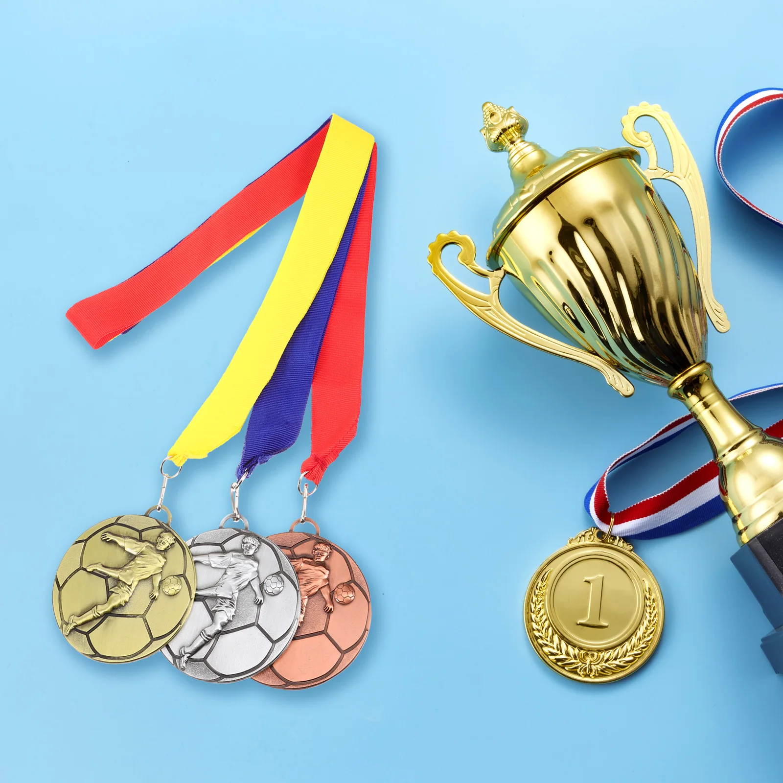 

3 Pcs Ancient Soccer Award Medals Bronze Tin Copper Creative Awards Award Accessory Competition Prize Metal Souvenirs