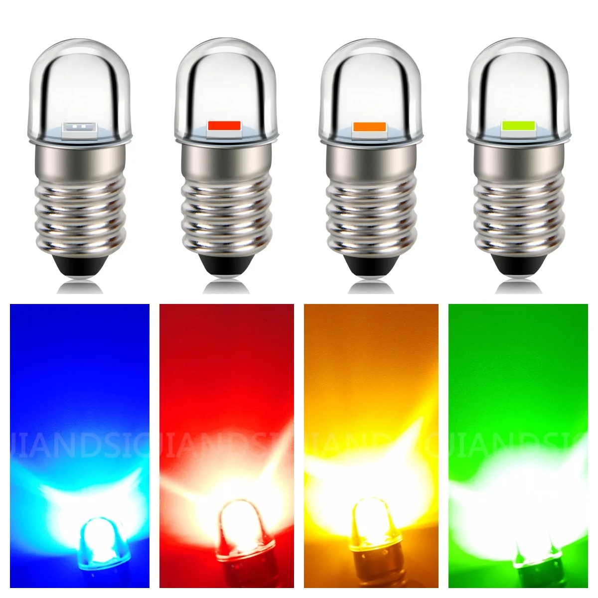 

Ruiandsion E10 LED Bulb 2835 1SMD 3V 4.5V 6V 12V 18V 24V Flashlight Bulb Microwattag 100Lm Green Blue Red Yellow 4Pcs