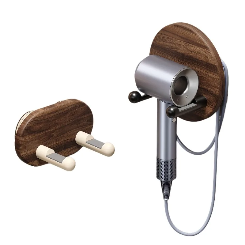 

Walnut suction cup hair dryer storage rack bathroom free punching hair dryer wall mount bracket hair dryer storage