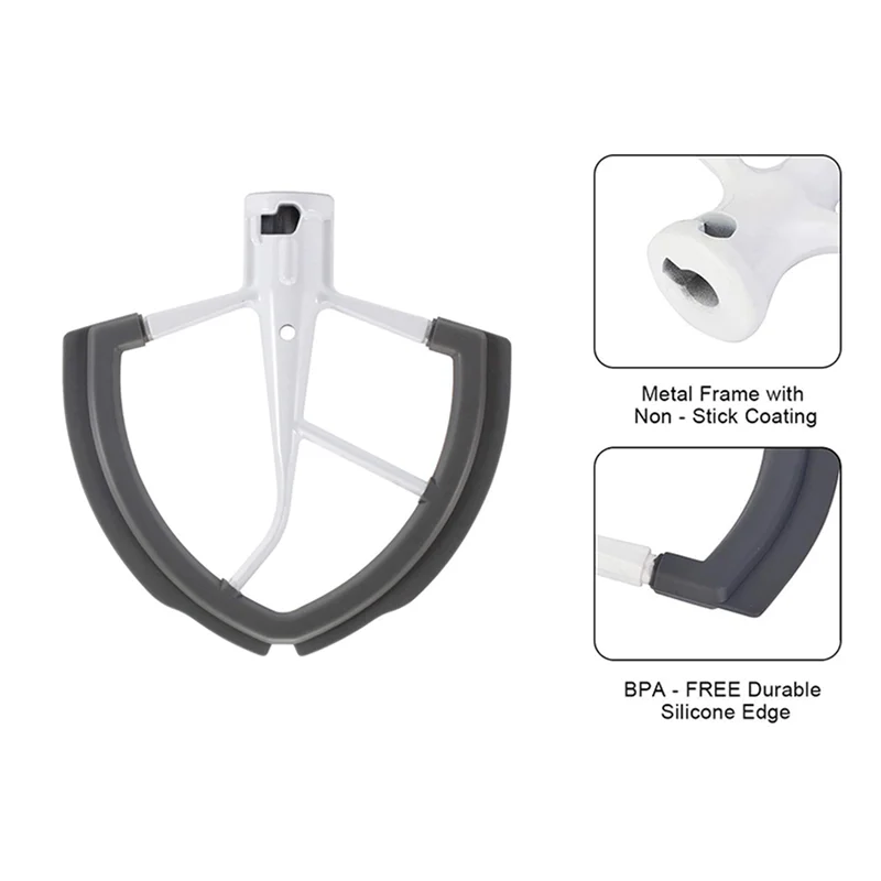 

ABUN-4X Flex Edge Beater For Kitchenaid Bowl-Lift Stand Mixer - 6 Quart Dough Mixing Paddle With Flexible Silicone Edges