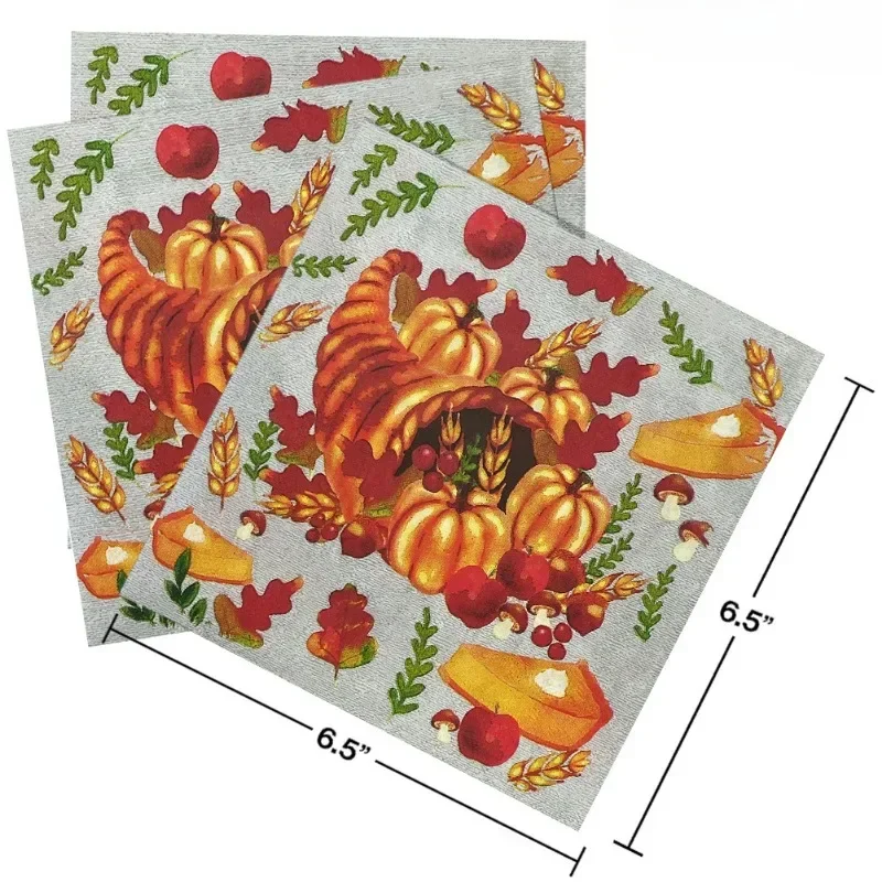 20pcs/Pac 33*33cm 2-Ply Stock Pumpkin Halloween Party Cocktail Napkins Commercial Drawing Paper Square Napkins Paper Placemats