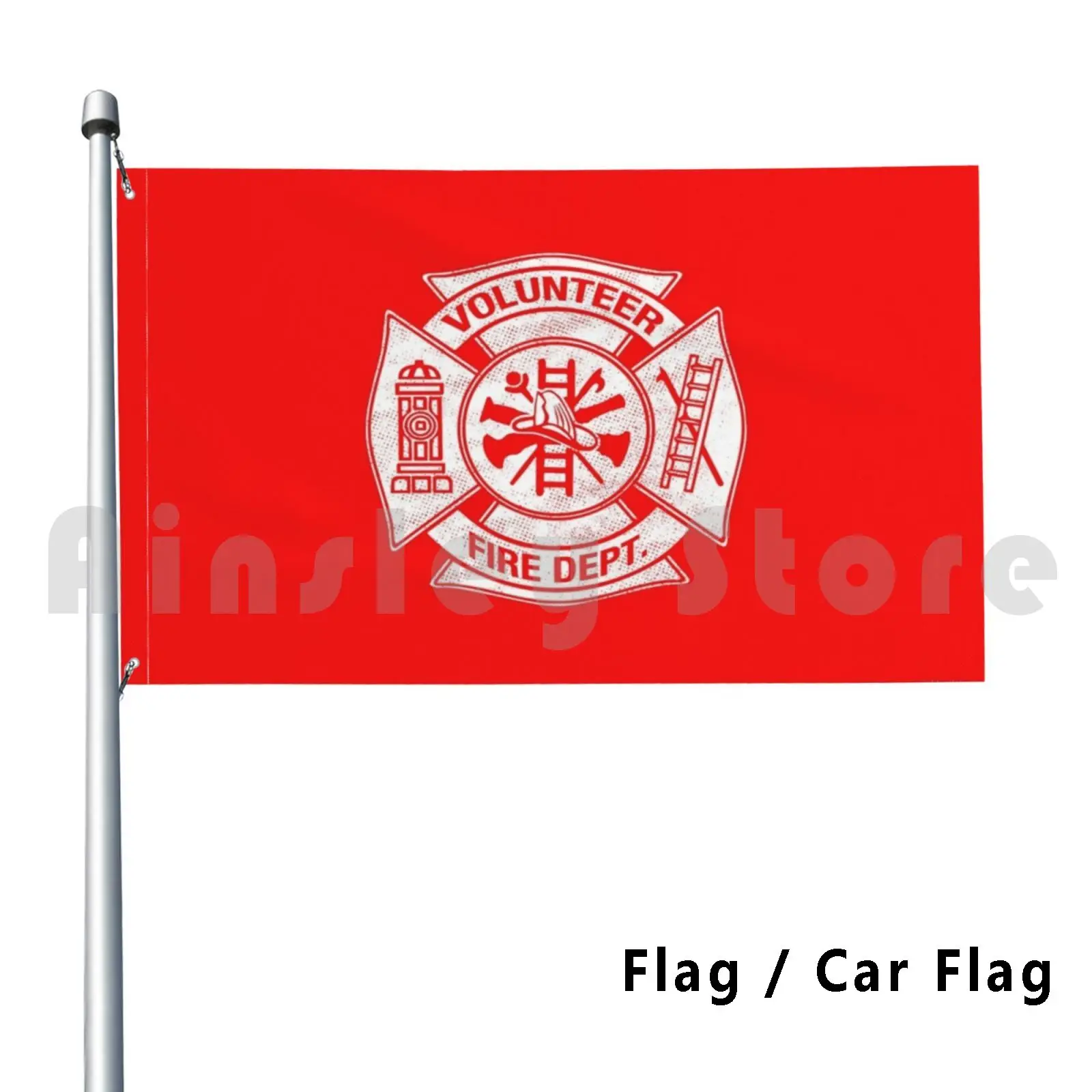 Volunteer Fire Department Firefighter Maltese Cross Design Flag Car Flag Funny Volunteer Firefighter