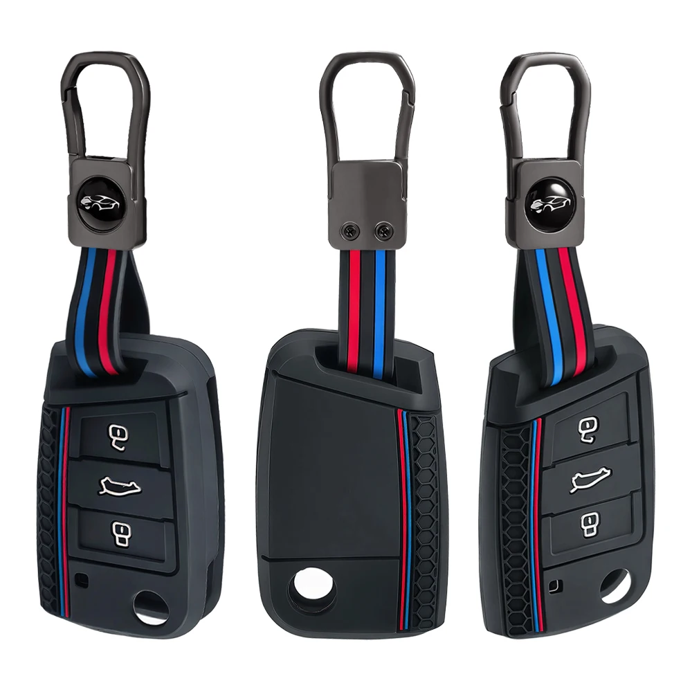 Silicone Key Case Cover for Volkswagen VW T6.1 Golf 7 POLO Tiguan T-Roc Skoda Rapid Octavia A7 Karoq Fabia Seat Ibiza Leon Ateca